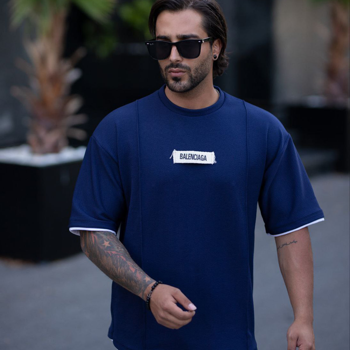 تیشرت مراکشی کبریتی سرمه ای بالنسیاگا