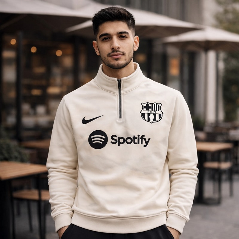 دورس نیم زیپ مدل بارسلونا-کرم