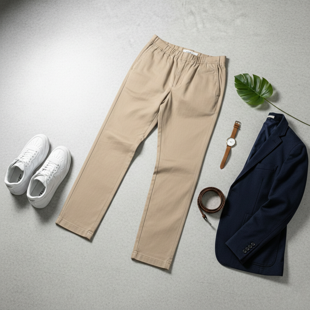 شلوار مردانه بنگال کش دم پا ساده مدل Behnam-کرم