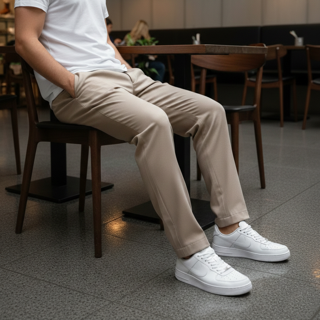 شلوار مردانه بنگال کش دم پا ساده مدل Behnam-کرم