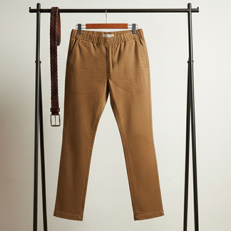 شلوار مردانه بنگال کش دم پا ساده مدل Behnam-خاکی