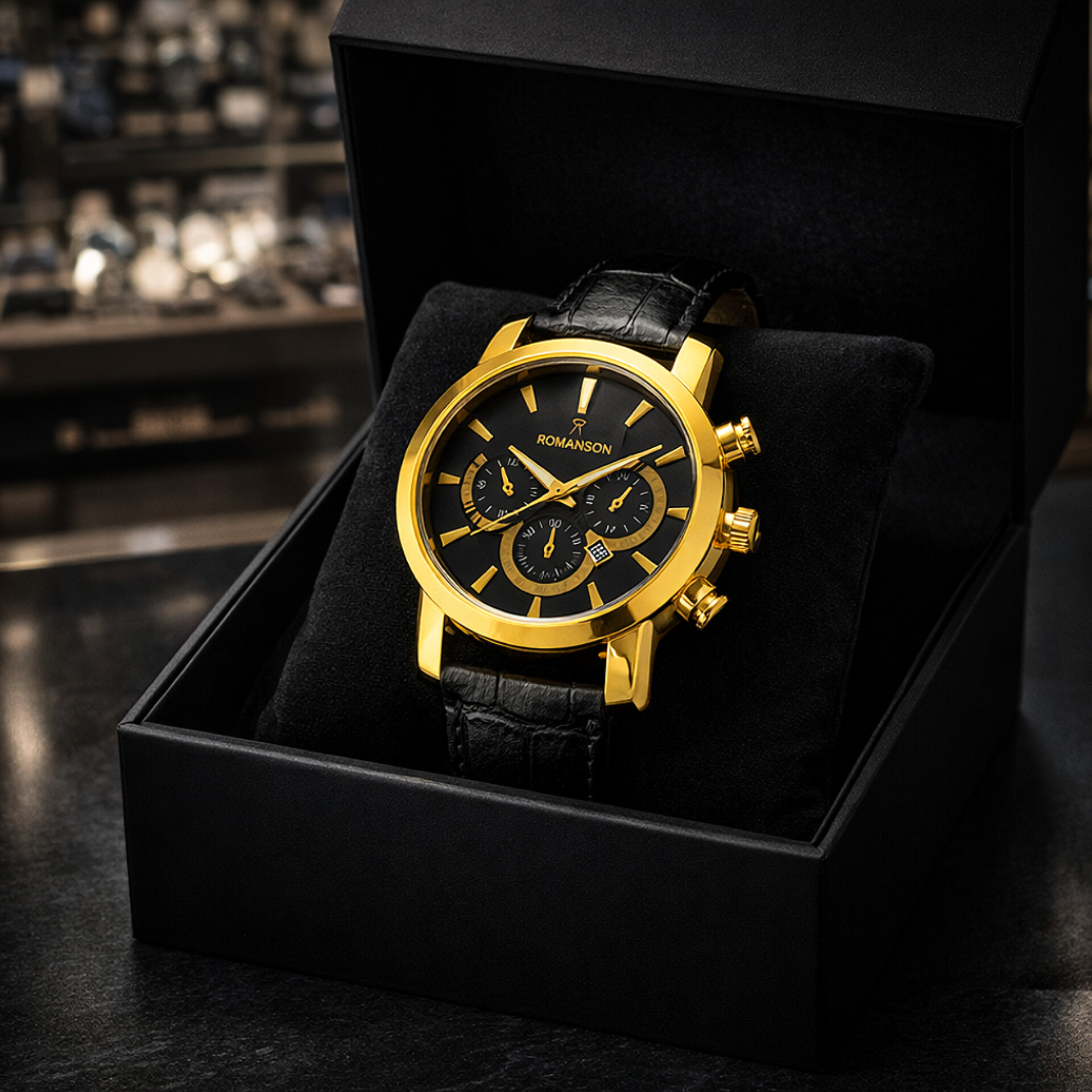ساعت romanson مشکی طلایی مدل B62