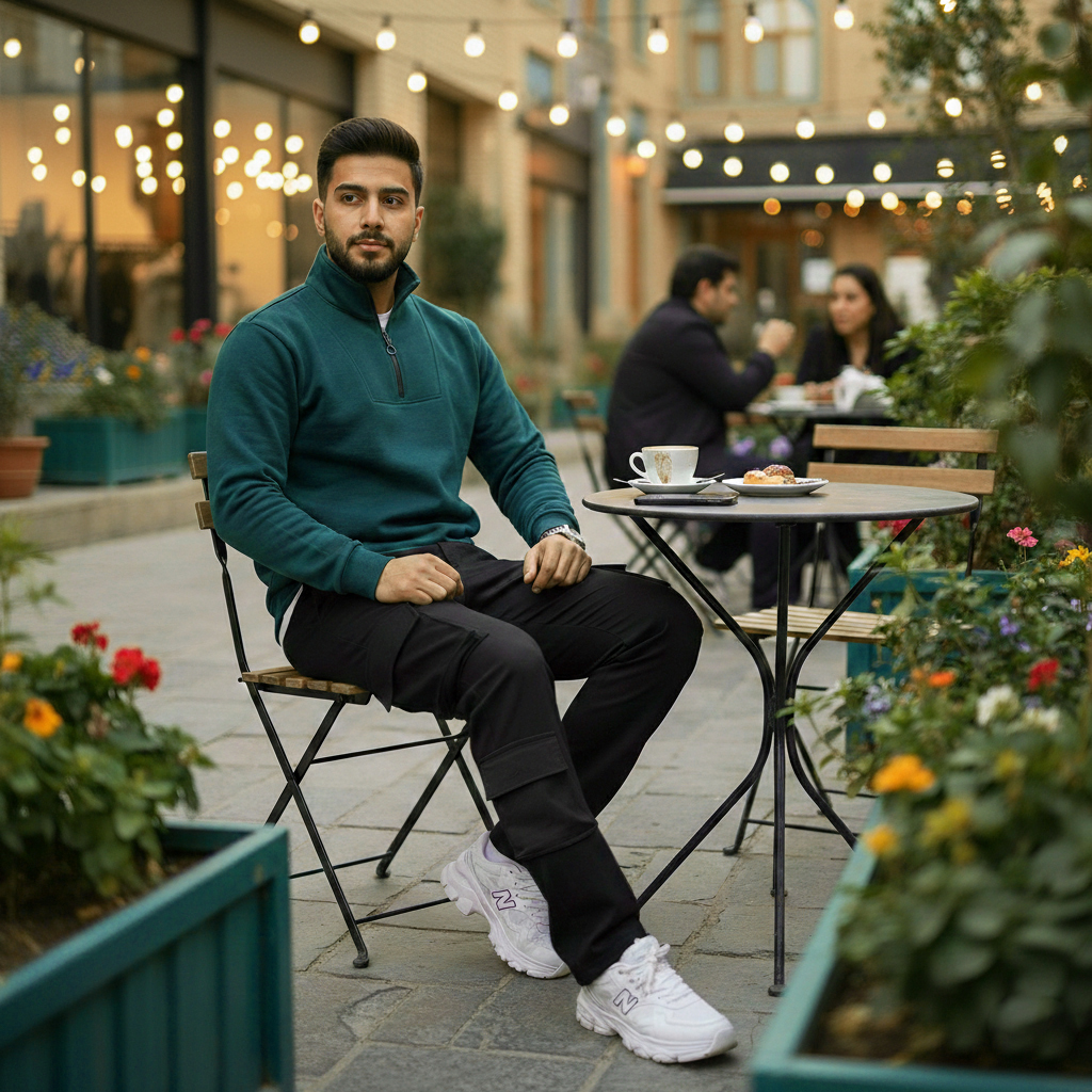 پکیج مردانه دورس نیم زیپ و شلوار بنگال مدل Nakisa