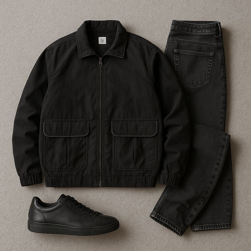 کاپشن میکرو مشکی مردانه مدل Panama