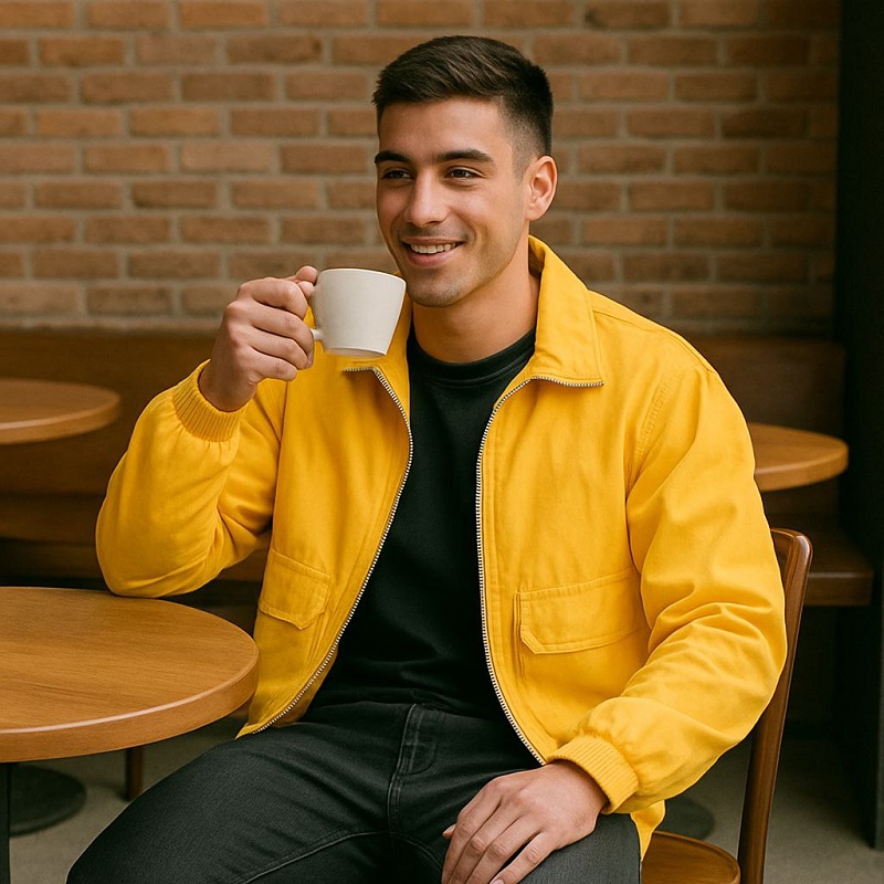 کاپشن میکرو زرد مردانه مدل Panama